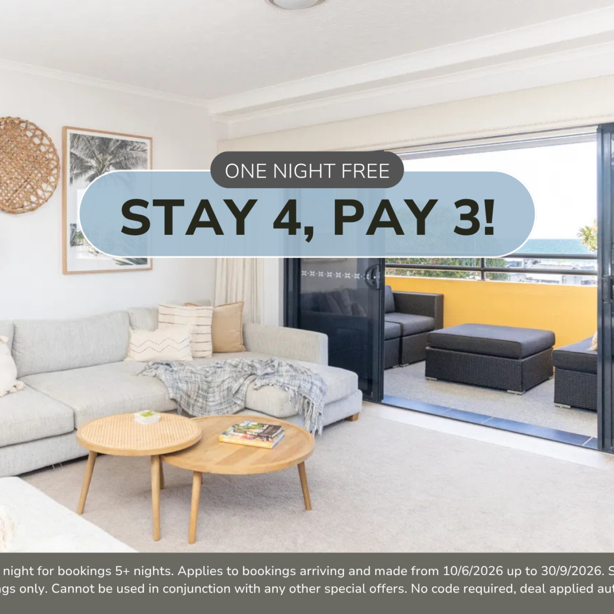 Stay 4 pay 3 at Kingscliff Paradise with Ocean Views*!