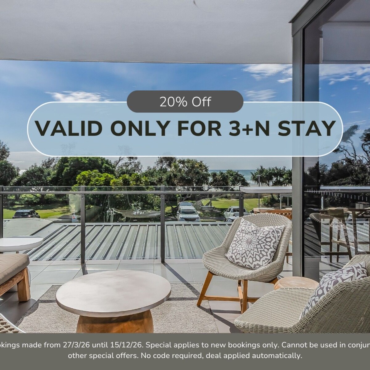 20% off bookings 3+ nights! at Coastal Haven – Ocean Views on Marine Parade!*