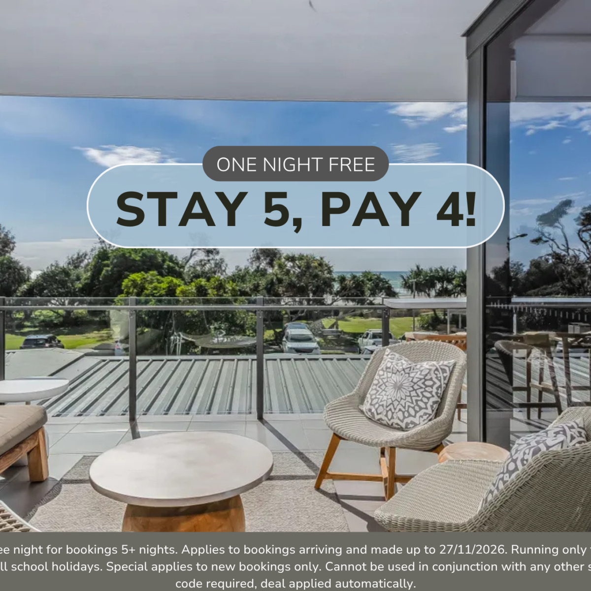 Stay 5 Pay 4 for Coastal Haven – Ocean Views on Marine Parade!*