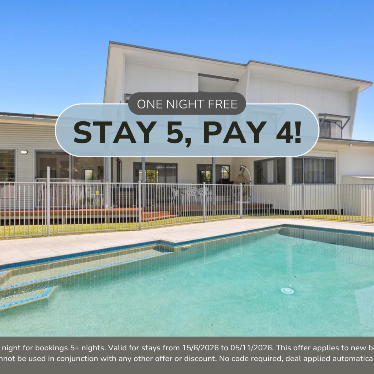 Stay 5 Pay 4 for Beach House On Ebony – Casuarina!*