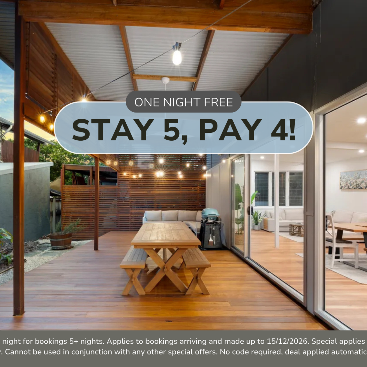 Stay 5 Pay 4 for The Beach Casa – 300m to Beach!*