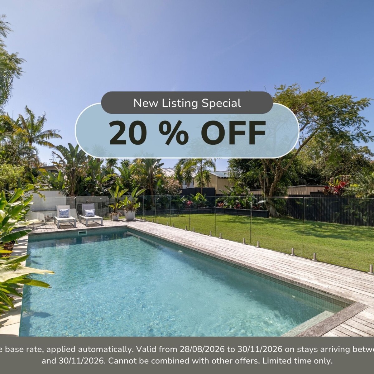 20% off New Listing Special for Kingscliff Beach House with Sauna and Pool!*